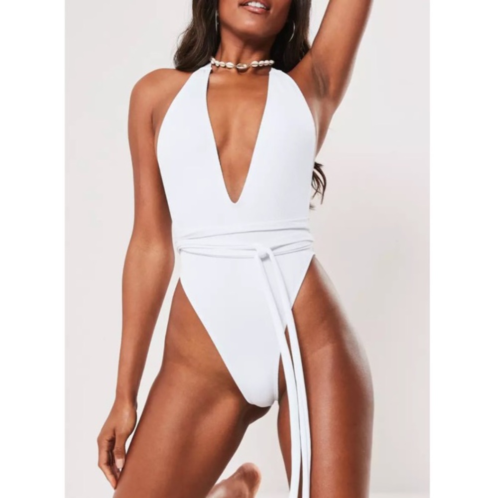 Missguided White Rib Bathing Suit